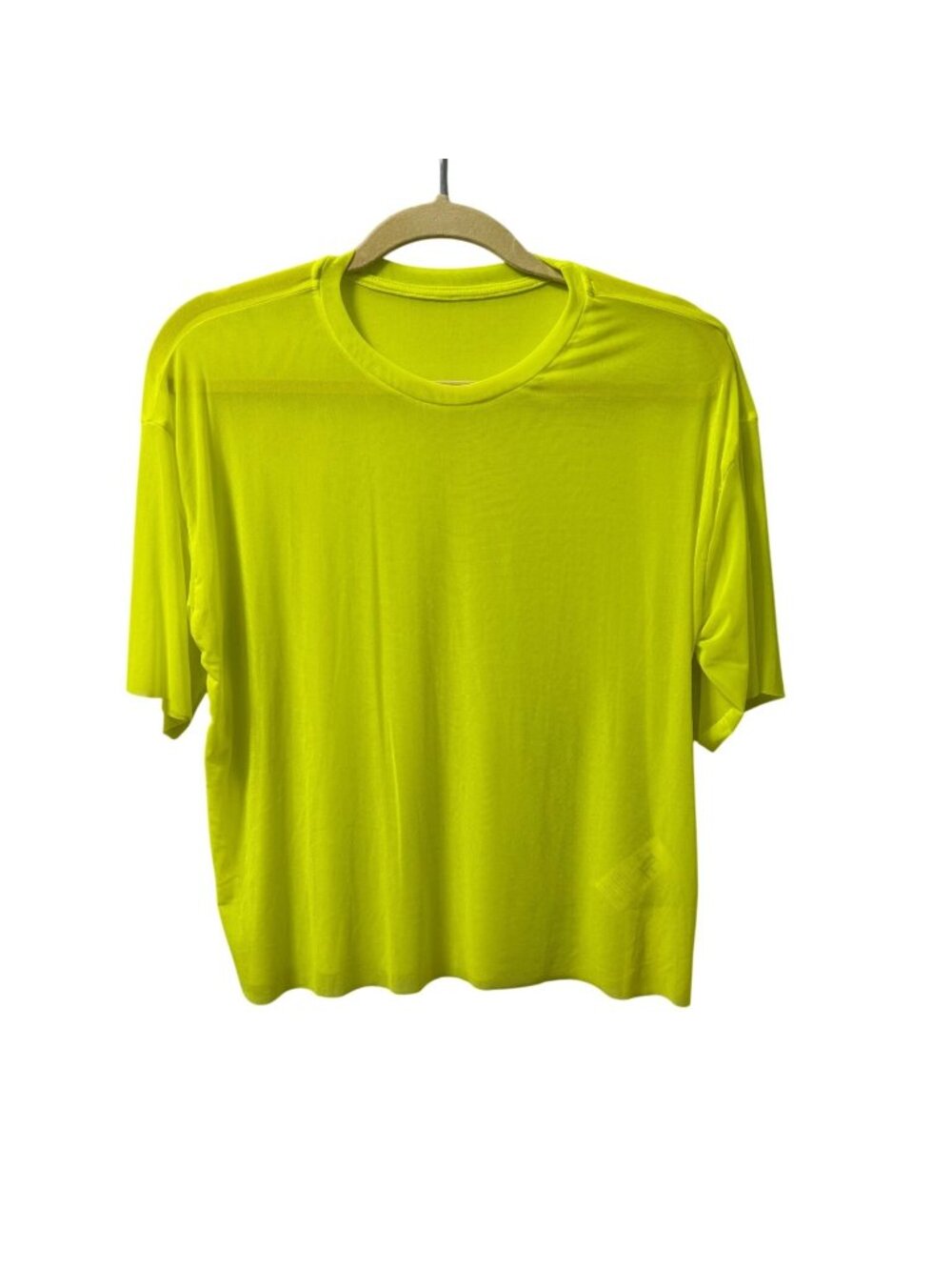 Makemechic Neon Green Short/Sleeve Crewneck T-Shirt Sz M Lightweight Sheer